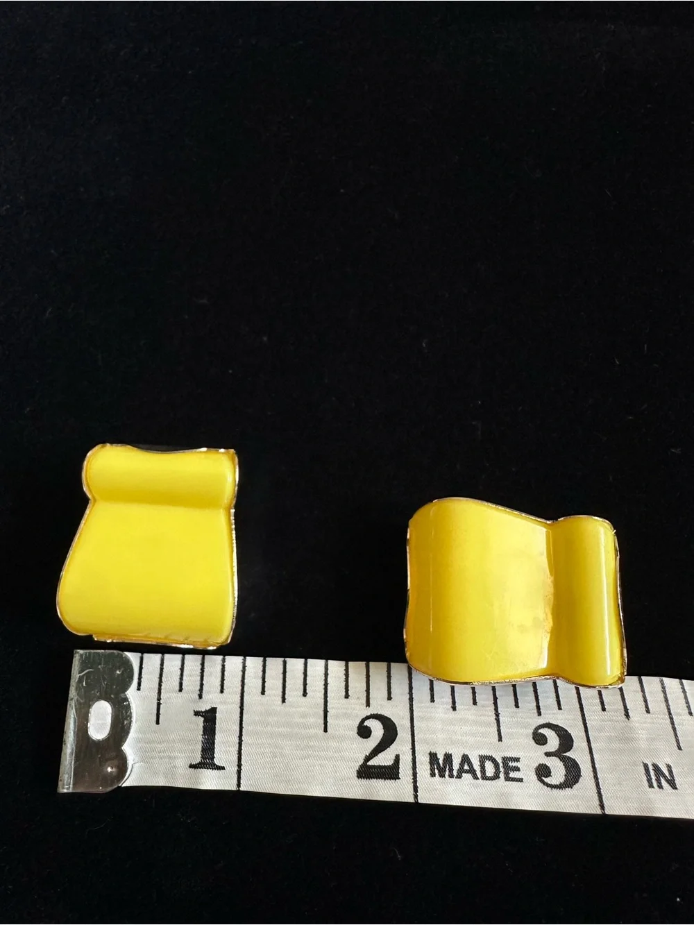 Vintage Yellow Enamel Clip-On Earrings - made in West Germany